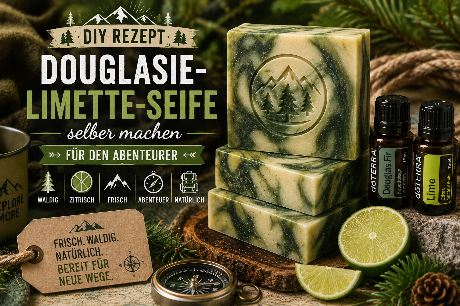 Douglasie-Limette-Seife selber machen – DIY Geschenkidee für den Abenteurer