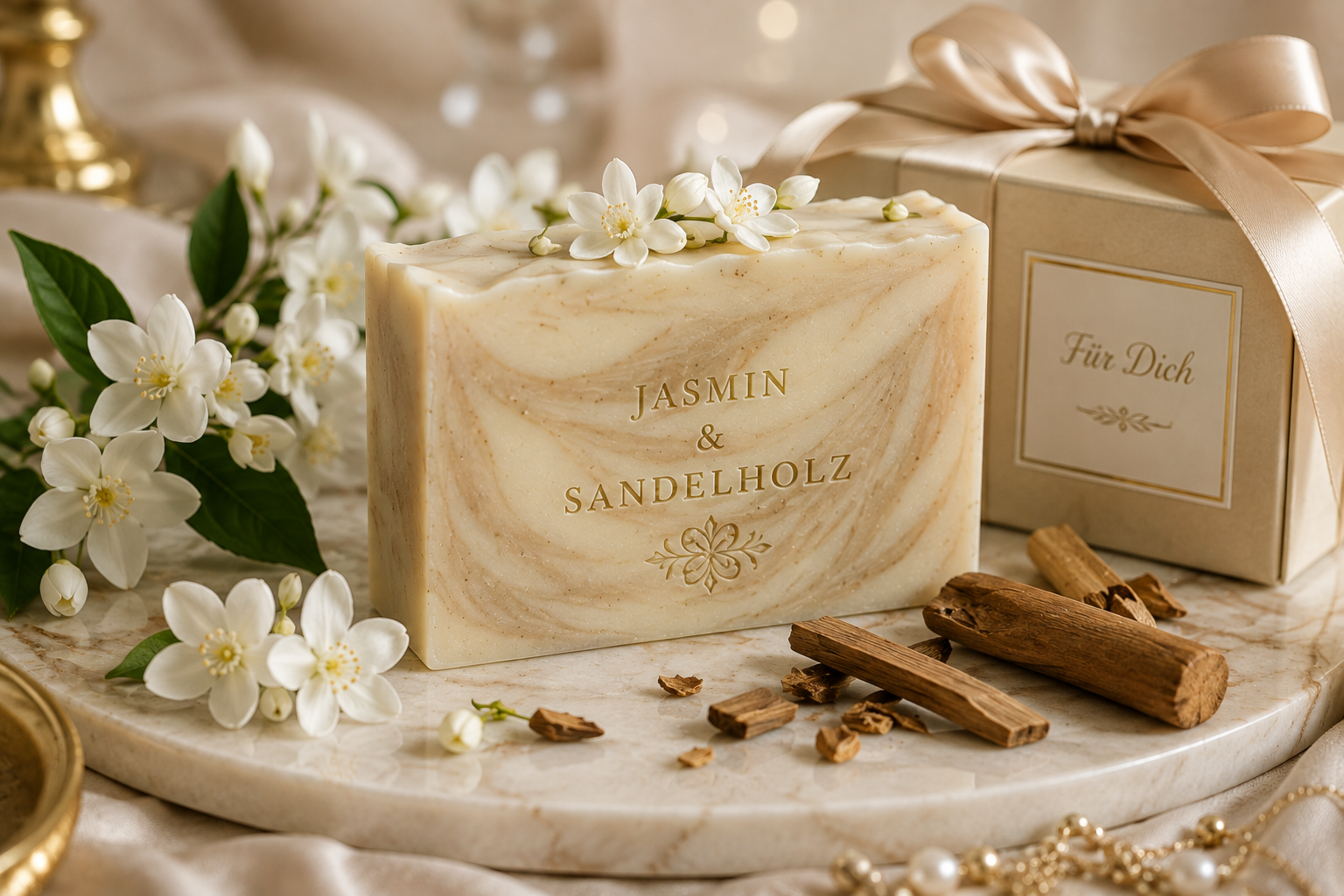 Jasmin-Sandelholz-Seife als Geschenk für die elegante Frau