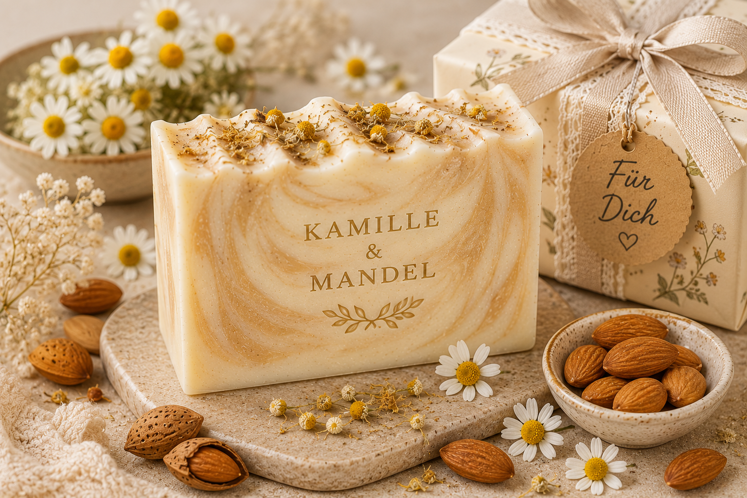 Kamille-Mandel-Seife als Geschenk für die sanfte Frau