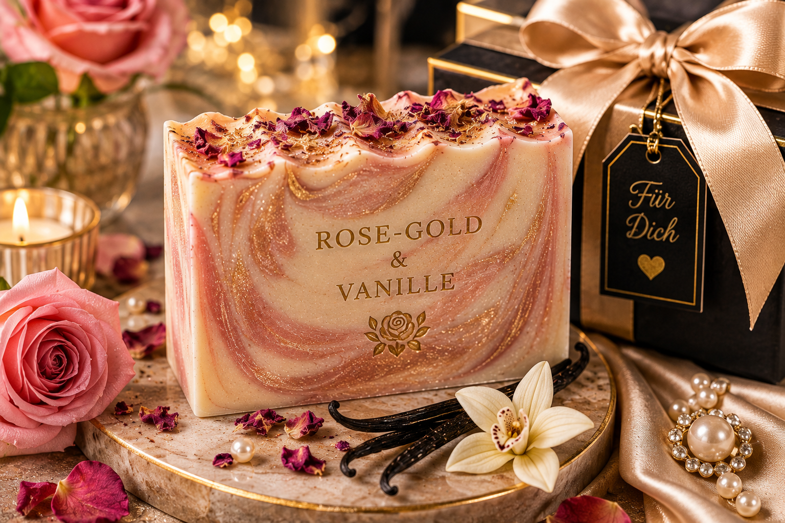 Rose-Gold-Vanille-Seife als Geschenk für die glamouröse Frau