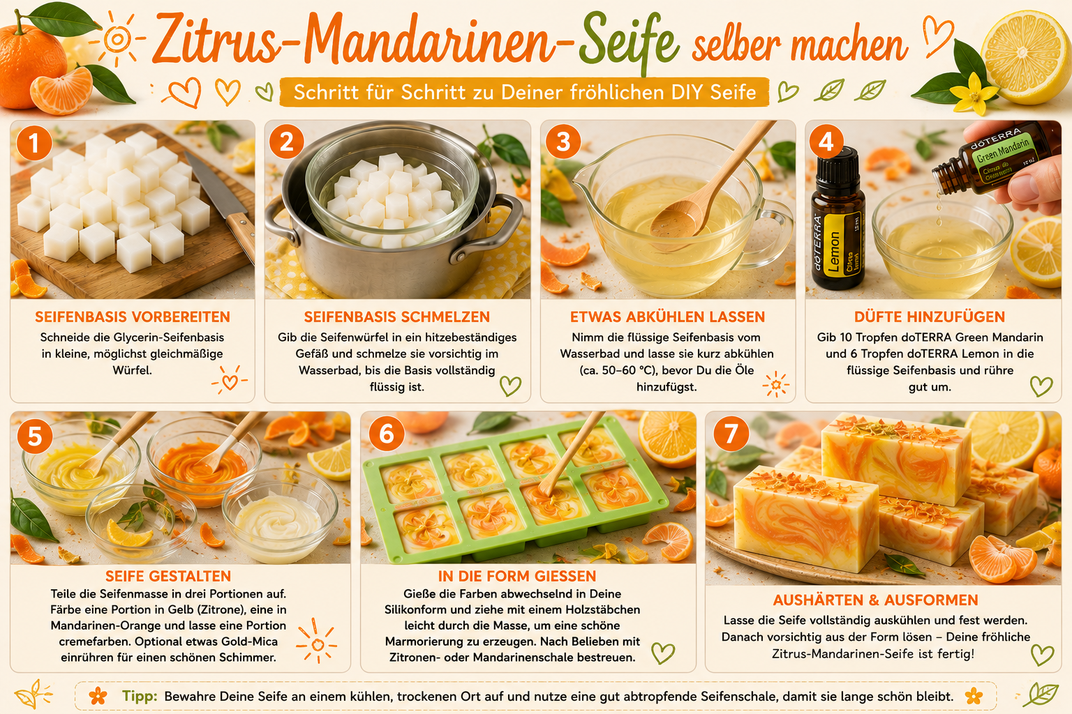 Zitrus-Mandarinen-Seife selber machen Schritt für Schritt